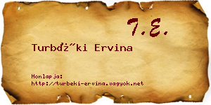Turbéki Ervina névjegykártya